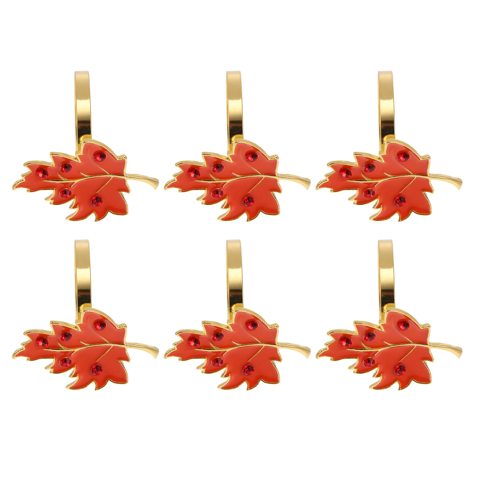 

6 Pcs Napkin Ring Buckle Unique Alloy Maple Leaf Fall Leaves Decoration Halloween Thanksgiving Dinner Table Accessories Kitchen