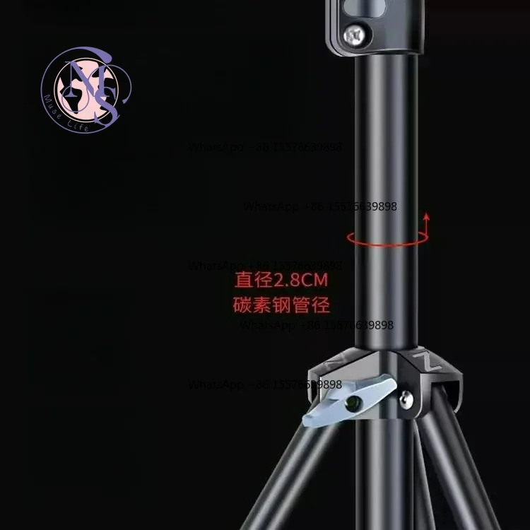 Thick Carbon Steel Overhead Live Stand, Dual Bracket Floor Tripod with Crossbar for Phone Shooting & Fill Light