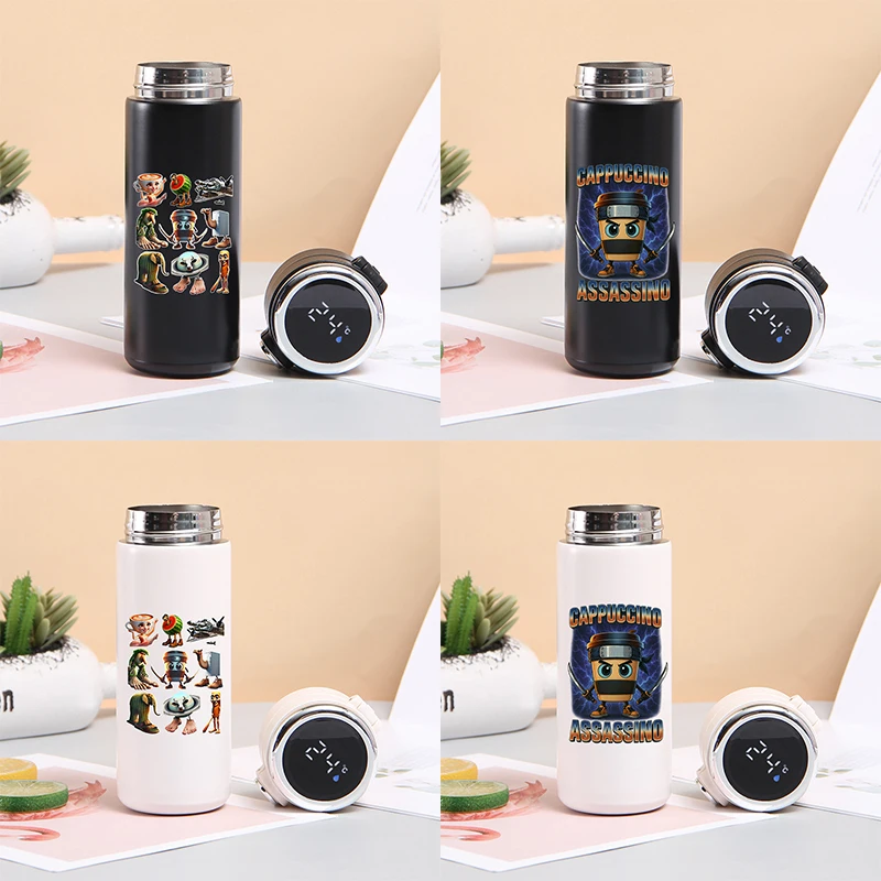 

420 мл итальянский мозговой термос из нержавеющей стали, термокружка с рисунком аниме и цифровым дисплеем температуры, термосы