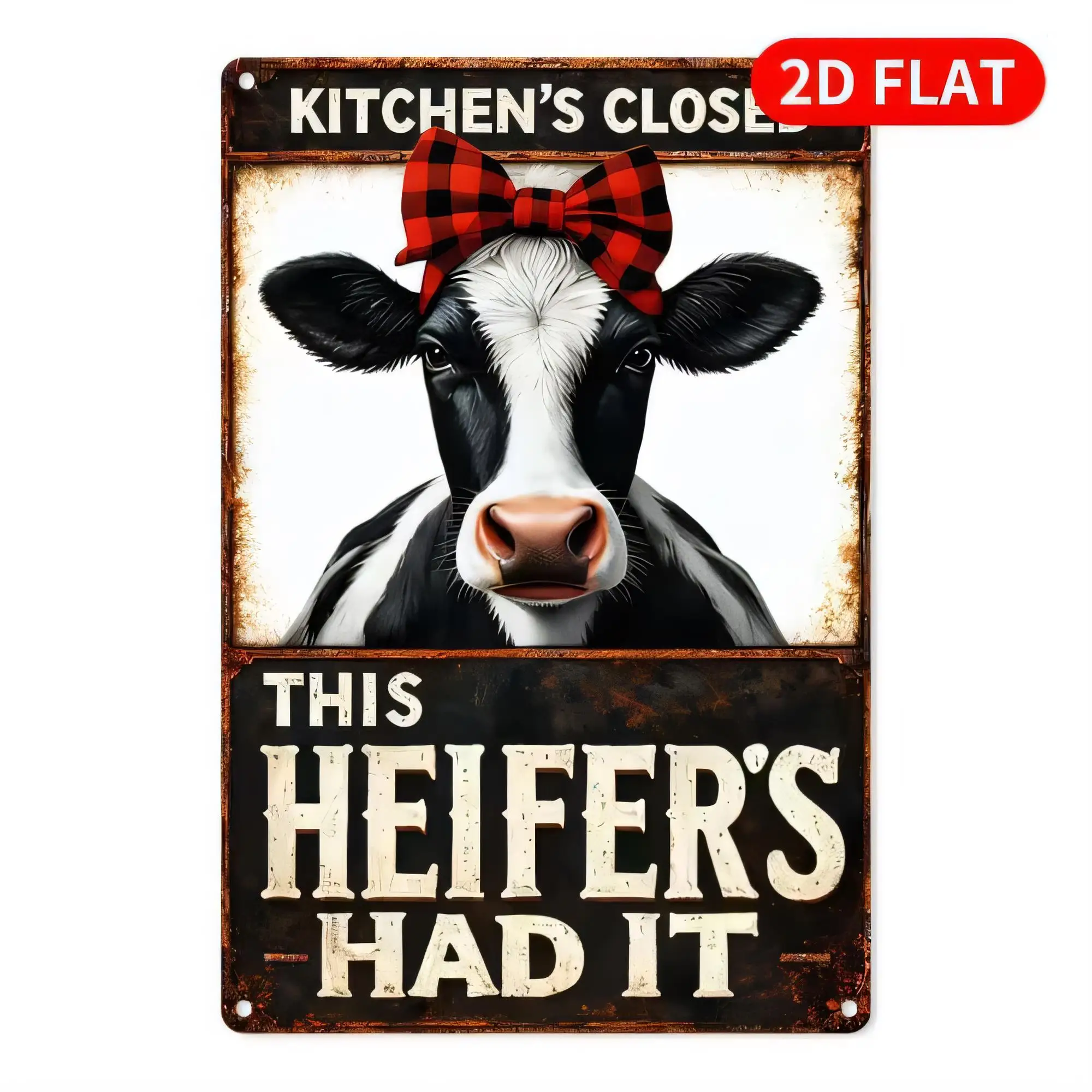 Tin Sign Cow Heifers Had It Funny Farm Kitchen’s Closed Retro Metal Wall Decor   Rustic Distressed Plaque for Bar Pub Garage Man