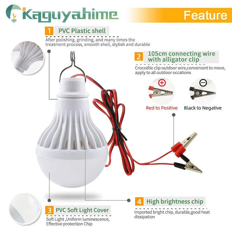 Kaguyhime-Anneau lumineux LED portable, 12V/USB, 5V/220V, 3/9/12/15W, lampe suspendue d\'urgence, pour camping, pêche