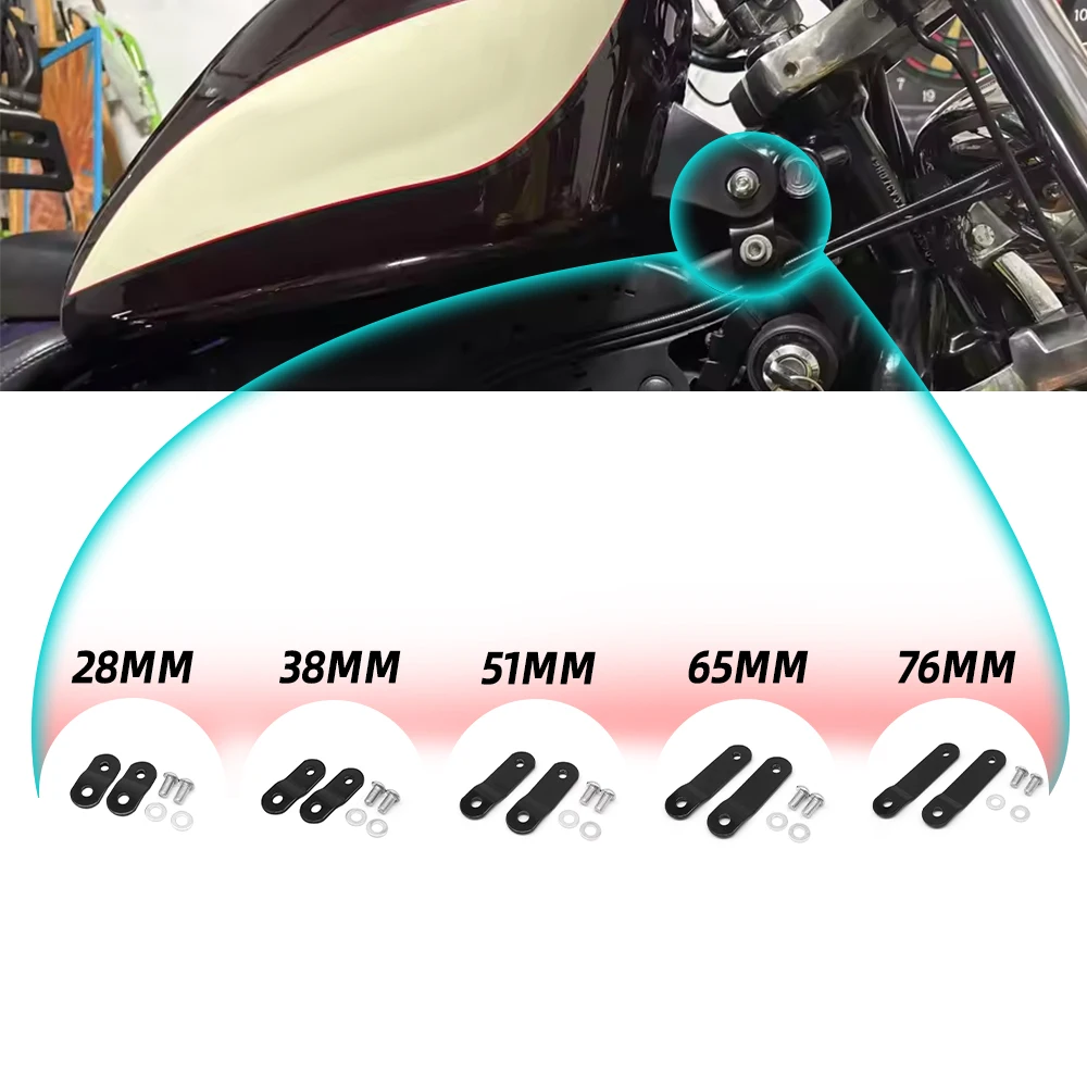 28mm-76mm Gas Tank Lift Kits Bracket Cover Motocycle Sportster XL 883 1200 48 72 Dyna Raise Tank Lift Modified Risers For Harley