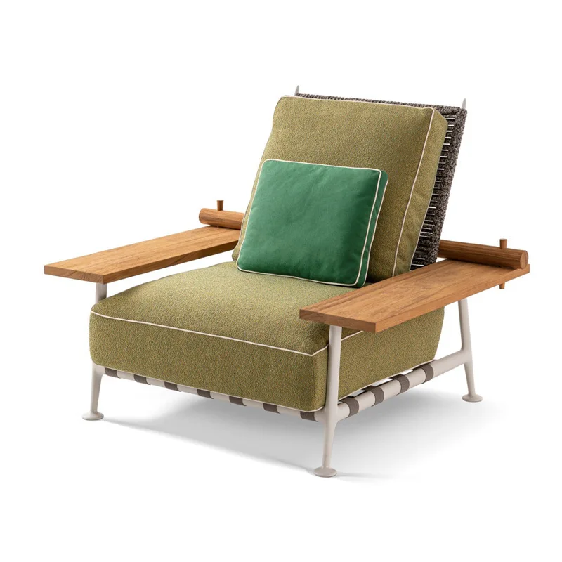 Outdoor sofa rattan art villa courtyard garden leisure outdoor terrace waterproof and sunscreen rattan teak sofa combination