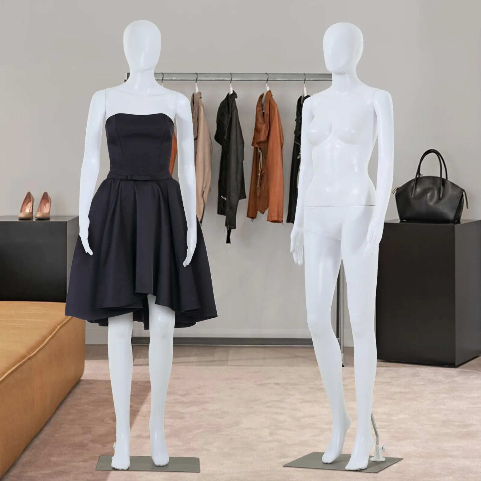 

US 69" Detachable Female Mannequin Realistic Full Body Dress Form with Metal Base Dress Model Mannequin Stand Realistic