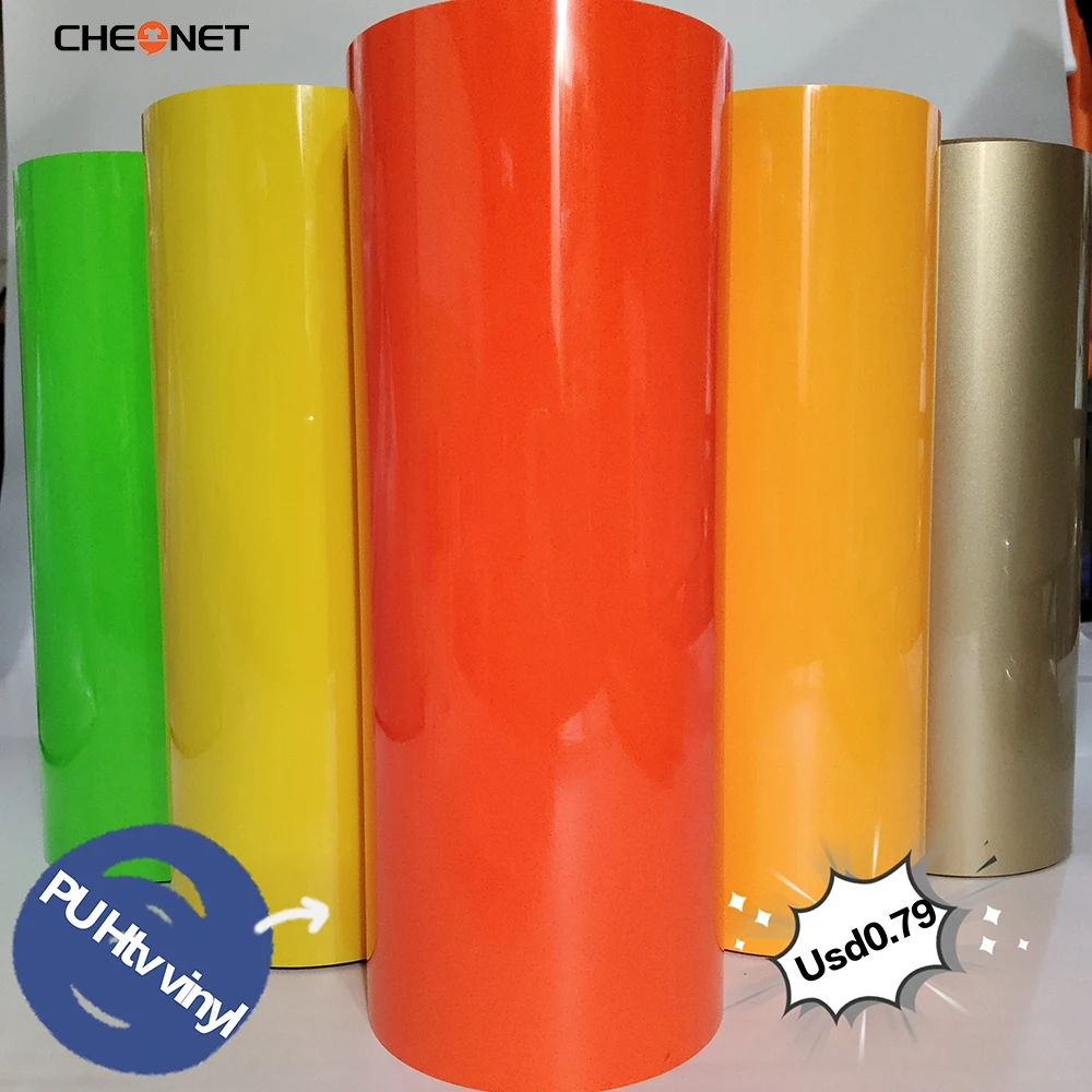 CHEONET HTV ---12"x40"/30.5cmx100cm ECO PU Heat Transfer Vinyl With Sticky Back T-shirt Iron On HTV Film Pattern Press DIY Craft
