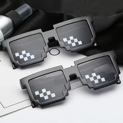 1pc-Funny Pixel Funny Original intage Pixel Black Mosaic Sunglasses Cool Funny Glasses