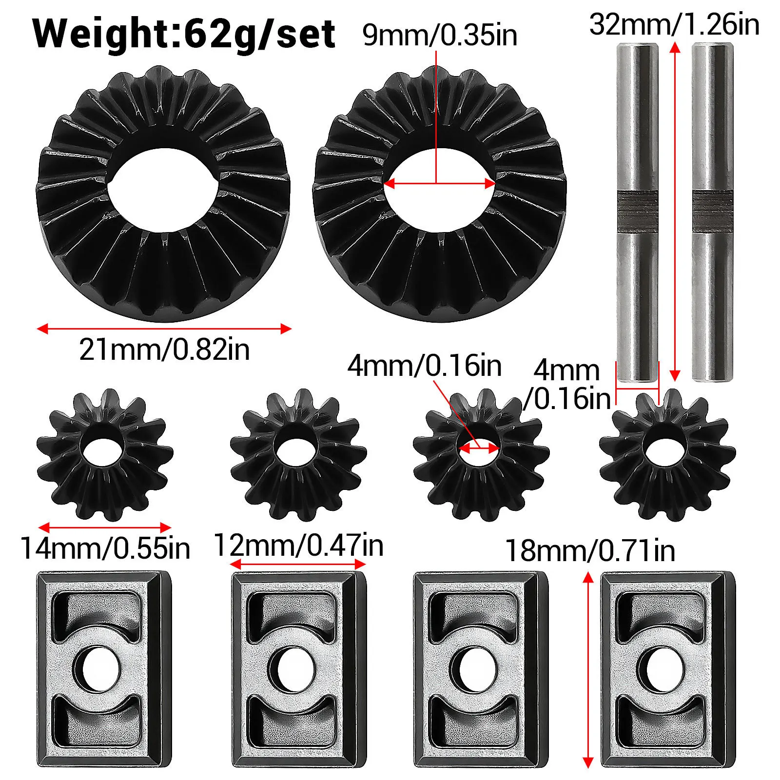 Universal Chrome Steel Planetary Gear for 1/5 KRATON OUTCAST ARA310914 ARA310916 RC Car Metal Upgrade OP Accessories Parts
