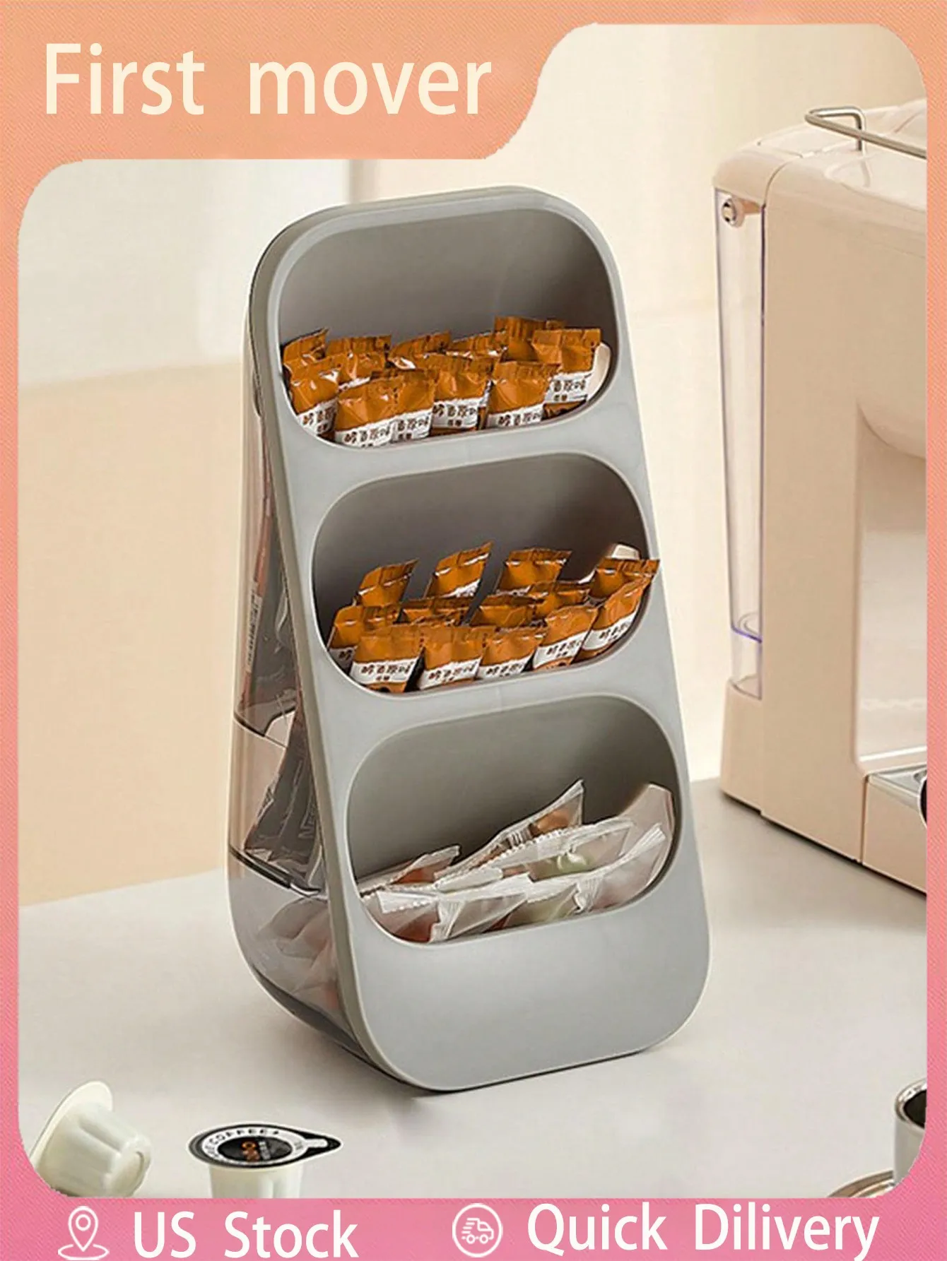 

1PC White Desktop Tea Bag Storage Box Compartmentalized Organizer for Coffee Capsule Office Tea Room Bar