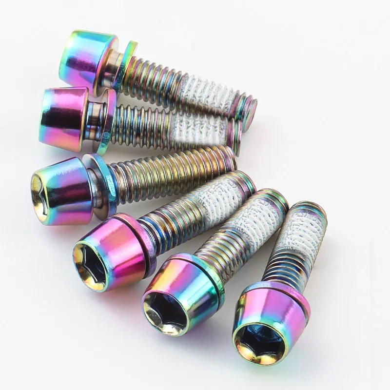 MUQZI 6pcs Stem Bolts M5x17mm Bicycle Handlebar Stem Screw With Washer MTB Road Bike Stem Riser Screw image 6