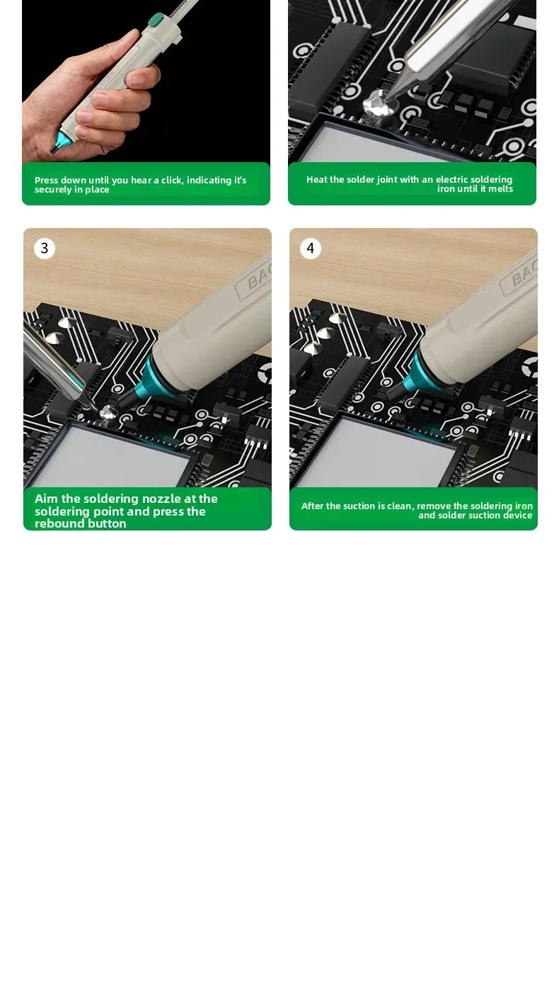 BAOLIAN Entlötpumpe Manueller Lötsauger Vakuum Starke Saugkraft Hitzebeständiges Entlötwerkzeug für Elektronik-Reparatur DIY – Detail 16