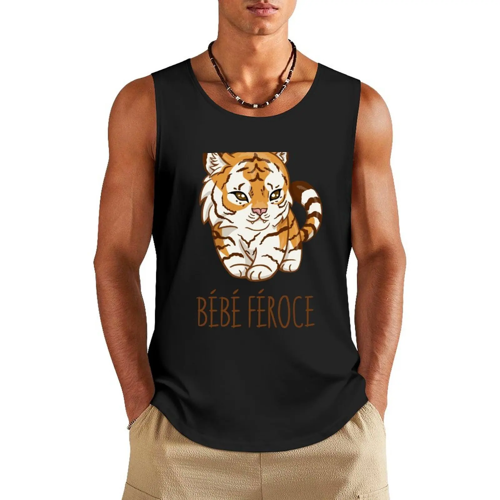 

Baby golden tiger Tank Top sleeveless Men's t-shirts Men's sports t-shirt basketball clothing