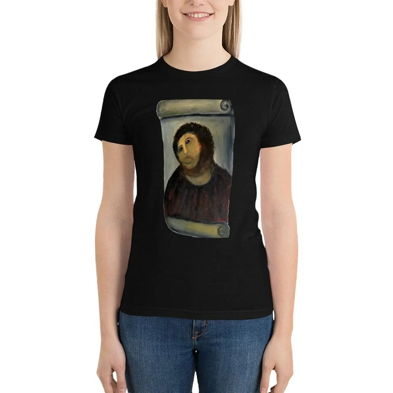 ecce homo restoration T-Shirt summer clothes female tees workout shirts for Women loose fit