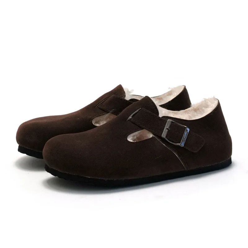 

Men's Outdoor Cork Slide Sandals Flip Flops Slippers Comfortable Cotton Lined Flat Heel round Toe Rubber Bottom Slippers