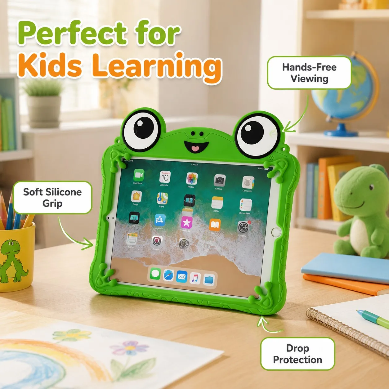 For Xiaomi Redmi Pad SE 11 2 11 inch Cute 3D Cartoon Frog Bracket Soft Silicone Cover Tablet Case view 2
