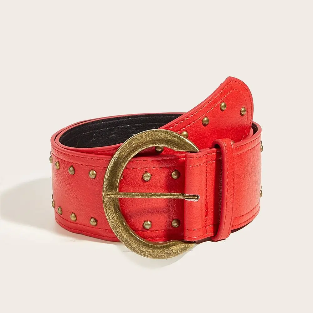 الرجعية خمر المرأة برشام حزام Y2k الثقيلة الجلود حزام خصر القوطية فاسق فستان حزام البنطال الجينز الخصر اكسسوارات