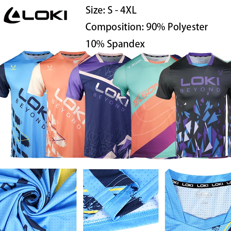 LOKI Table Tennis Clothes T-shirts Men's and Women's Sports Breathable Sweat Absorbing Competition and Training Team Uniforms