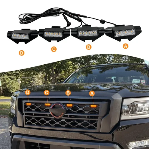 Imagen 1 del producto Parrillas delanteras luces Led luces estroboscópicas para Nissan Frontier D40 2022 2023 2024 2025 luces Led para parrilla accesorios para automóviles (versión de EE. UU.)