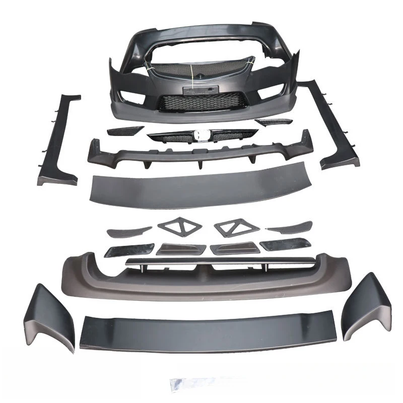 

Подходит для модификации Honda Civic: комплект для широкого кузова, боковые пороги FD2, спойлер, задний бампер, передний сплиттер.