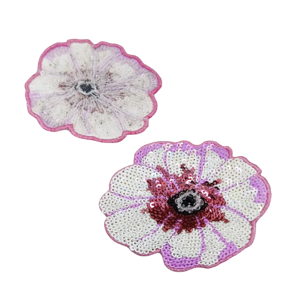 5pc Sequin Flower Patch 3d Embroidered Flowers Beaded Patches for Clothing Applique DIY Stickers On Clothes Parches Flowerpatch