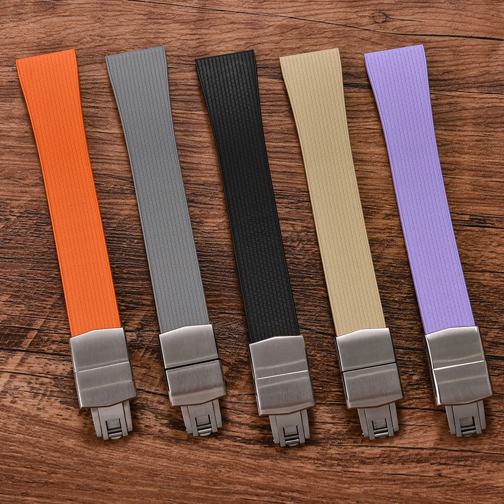 20 مللي متر Delugs CTS Fkm أشرطة ساعات مطاطية مع 4 ألوان مشبك فراشة نسيج فريد حزام ساعة الإفراج السريع لساعة العلامة التجارية