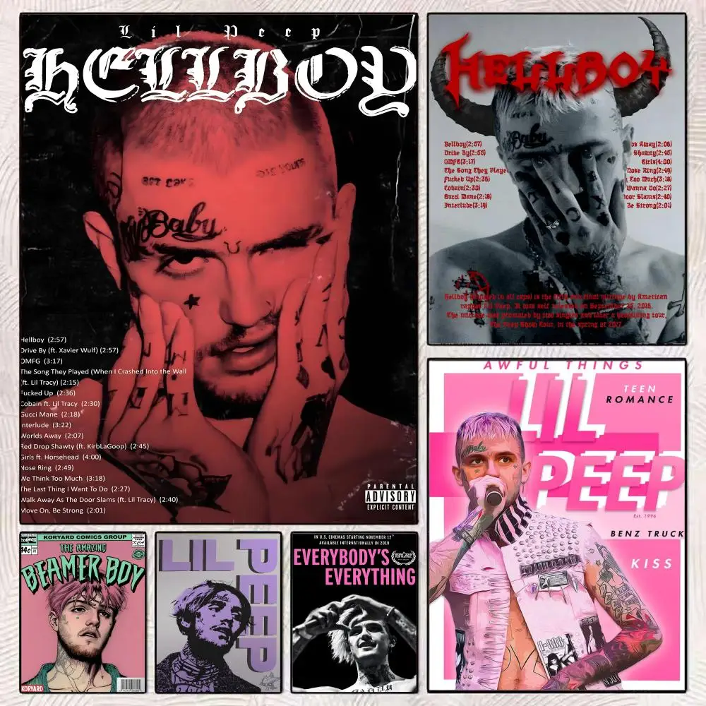 Rapper Lil Peep Hell Boy Poster HD Art Mural Wallart Poster for Home Room Decoration DIY Vintage Print Decor