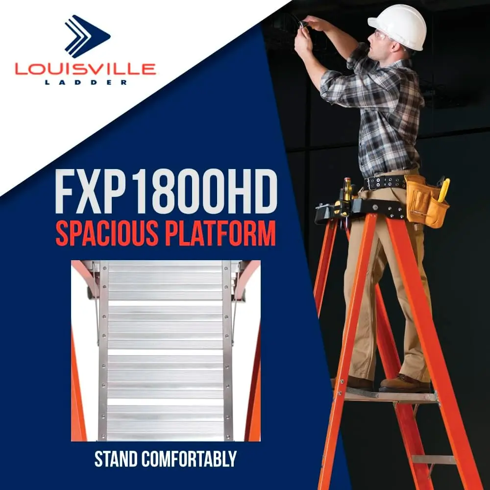 Fiberglass Platform Step Ladder, 375-Pound Load Capacity, Type IAA, FXP1804HD