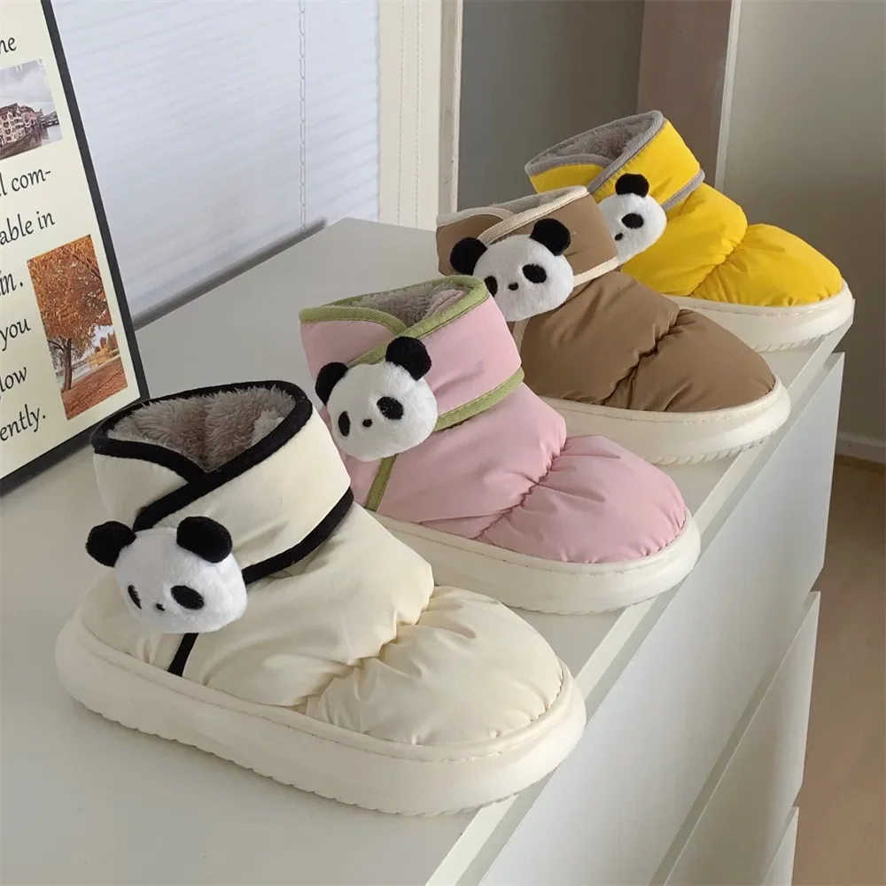 

Soft cute cute panda fashion snow boots female winter colorblocking down fabric padded warm waterproof comfortable cotton boots