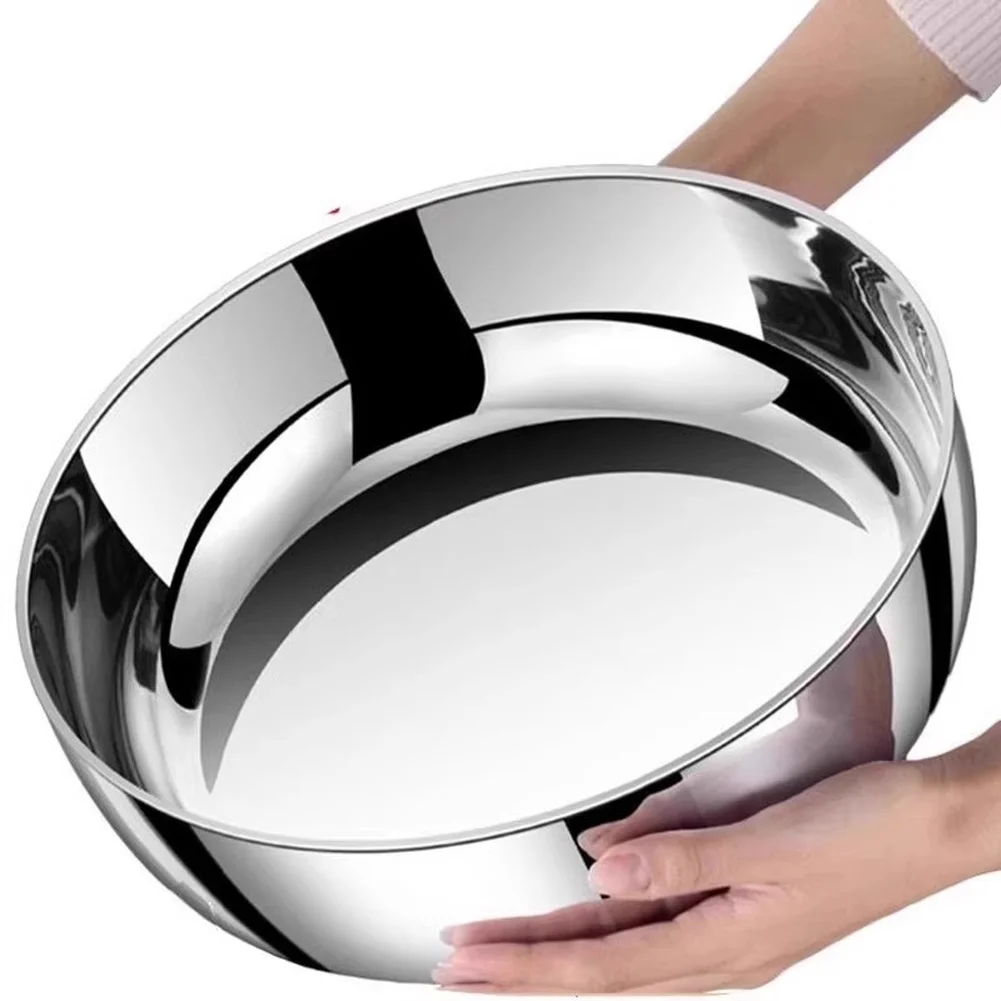 

1PC Thickened Stainless Steel 30cm Mixing Bowl Washbasin Stainless Steel For Soup Pot, And Salad Basin Heat-Resistant Base