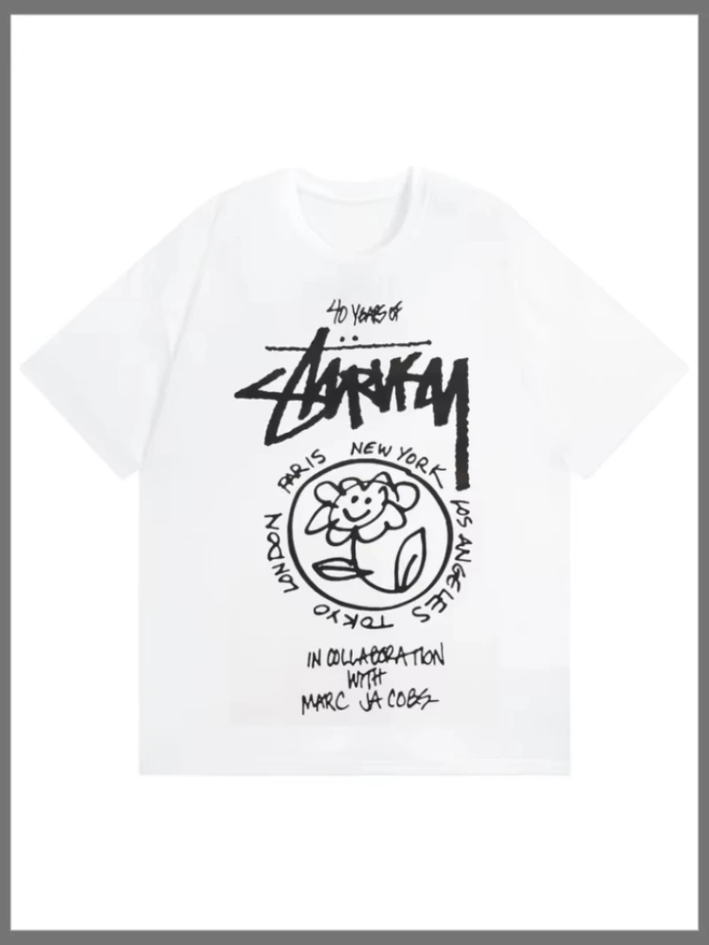 

2025 New Summer pure cotton printed round-neck commemorative men's and women's fashion T-shirts with short sleeves
