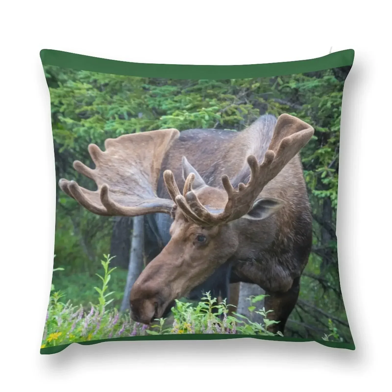 Wild Male Moose with Antlers in Alaska Throw Pillow Elastic Cover For Sofa luxury throw pillow covers pillow cover luxury