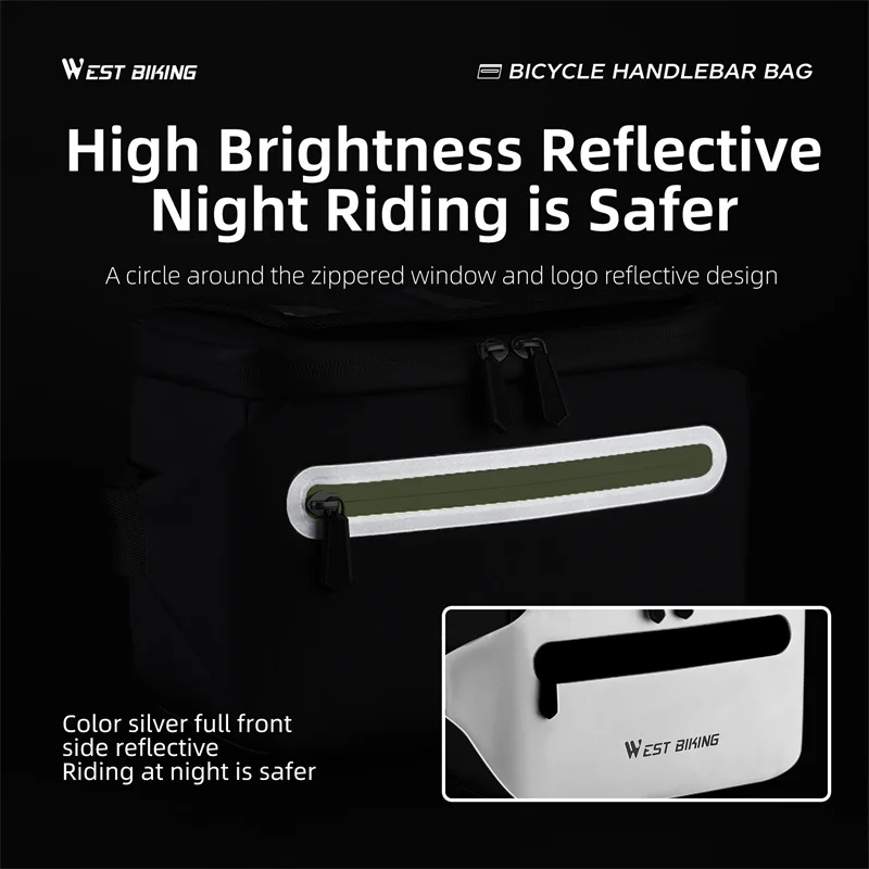 WEST BIKING Bicycle Front Bag Touch Screen Bike Handlebar Bag 4L Bike Phone Bag For Below 8.6 Inches Phone Cycling Accessories