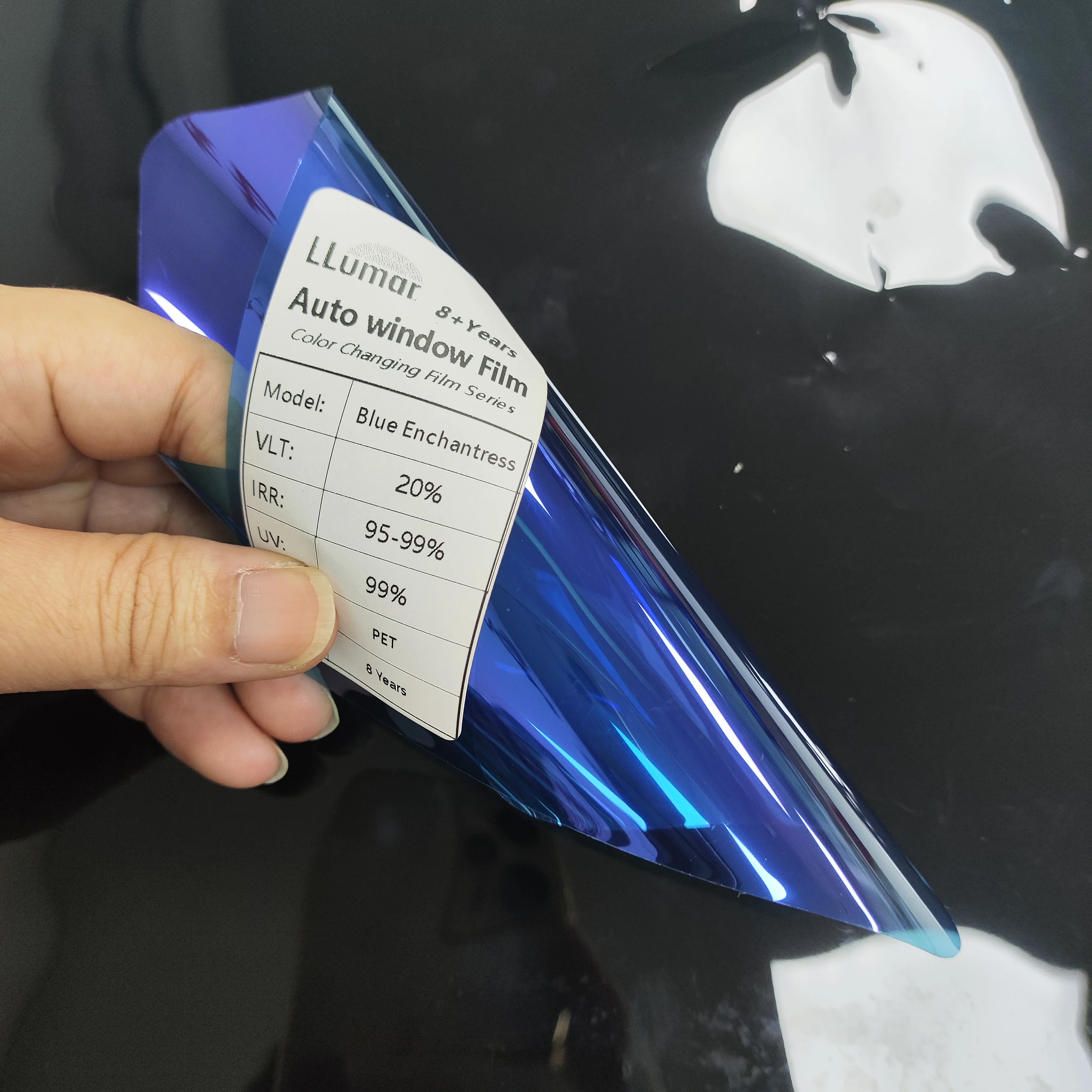 Premium LLumar Colorful window Tint Film Chameleon Blue Enchantress 20% VLT 99% UV 99% IRR Rejection Nano Ceramic Fade Proof