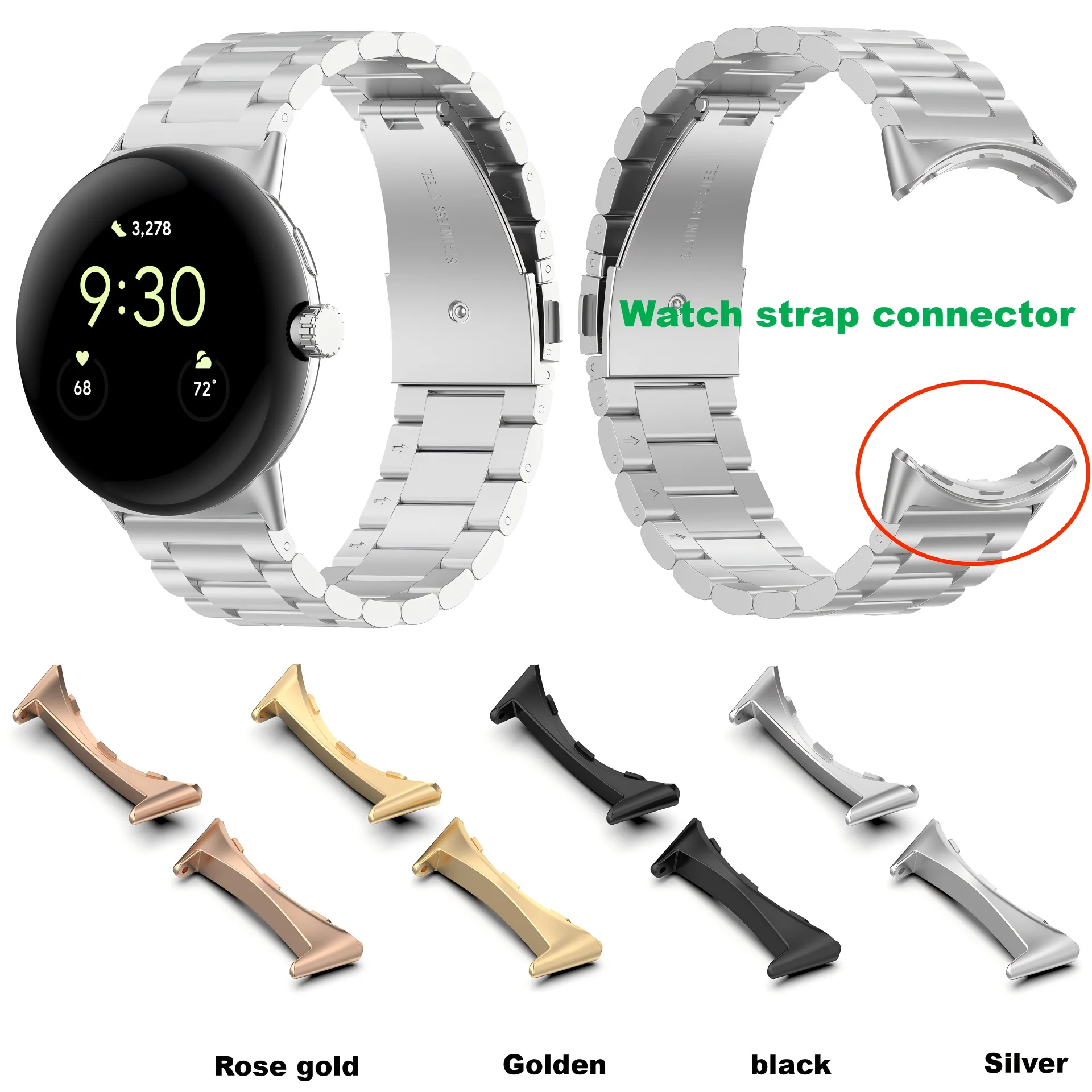 1Pair Watch Strap Connector for Google Pixel Watch 4 3 45mm Watchband Connector for Google Pixel Watch 4 3 2 1 41mm Adapter