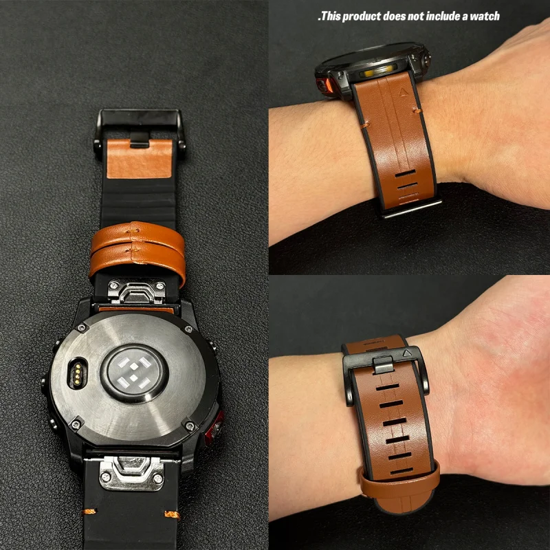 Pasek skórzano-silikonowy QuickFit BUSKOZ 22/26mm do zegarków Garmin Fenix 8 E 7 7X 6 6X Pro 5 Epix Gen 2/Enduro 3/965 — zdjęcie produktu 6
