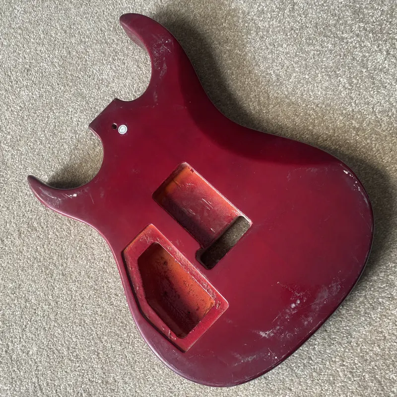 JB056 Floyd Rose Electric Guitar Body with 2 Humbucker Pickups Surface Damages Cracks Semi Finishing DIY Guitar Parts