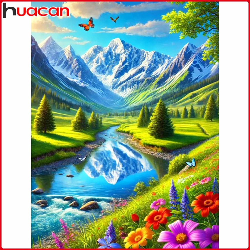 Huacan Diamond Painting Landscape New Mosaic Butterfly Mountain And River Diamond Embroidery Home Wall Decoration