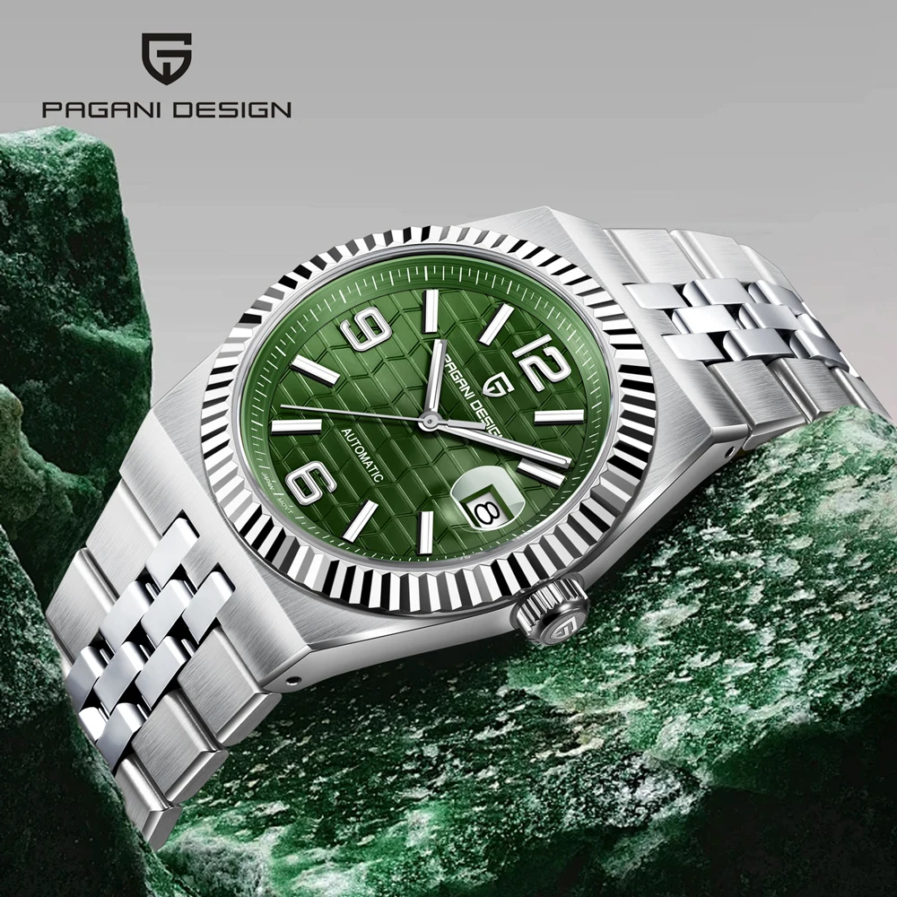 PAGANI DESIGN Watches Luxury Retro Corrugated Mechanical Watch For Men 8215 Movt Stainless Steel Sapphire Glass Waterproof Watch