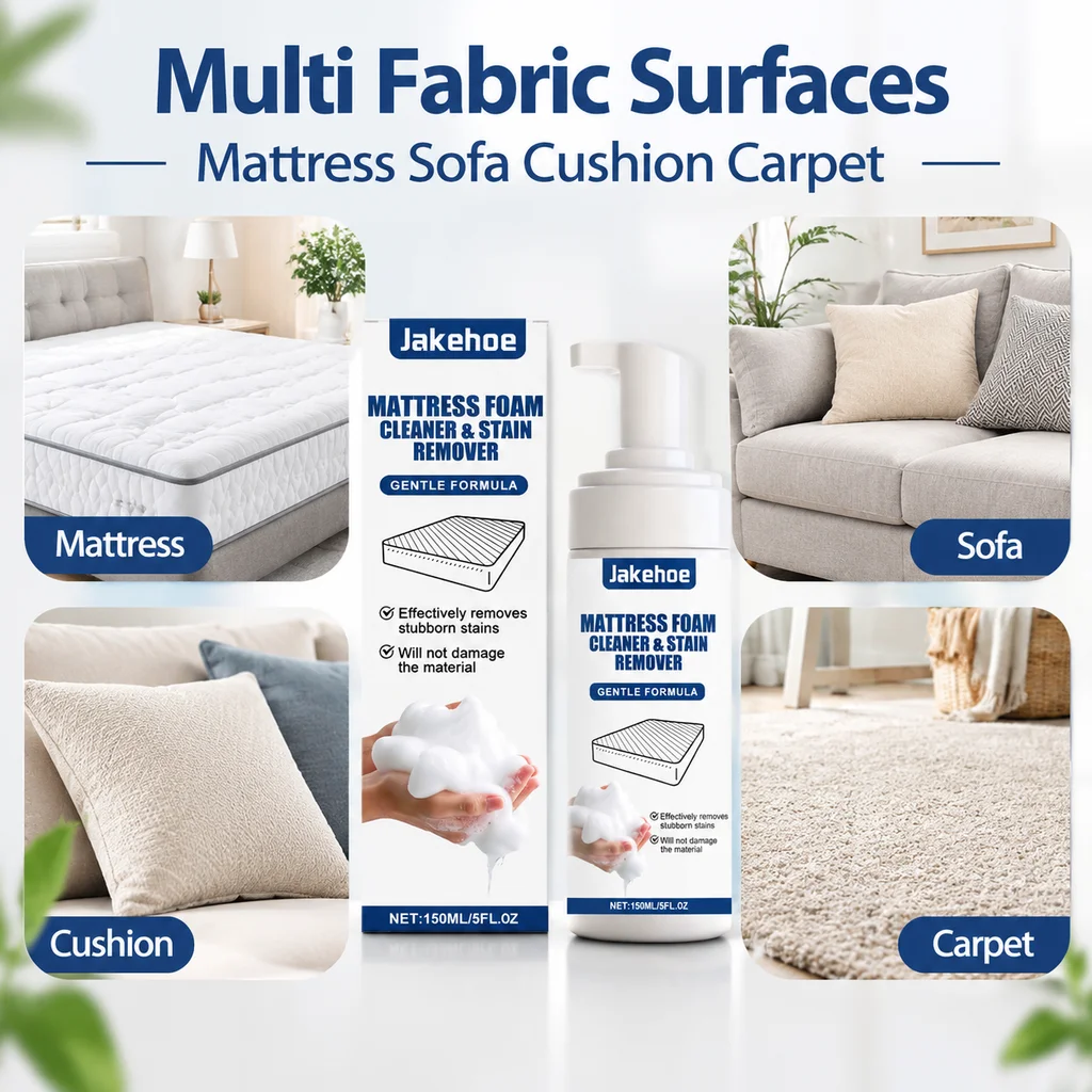 Mattress Foam Cleaner Spray Fabric Stain Remover Deep Cleaning Mattress Sofa Cushion Carpet Fabric Surface Refresher Mainte