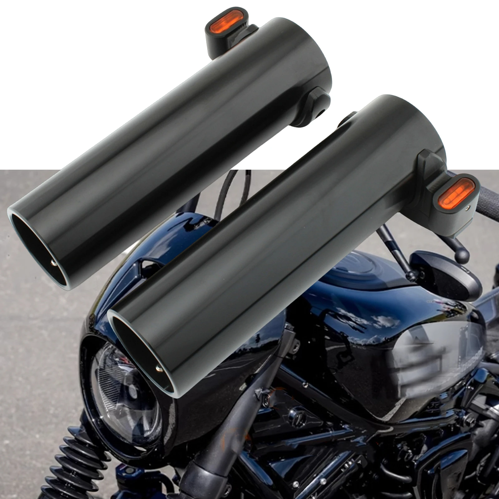 For Harley Nightster 975 RH975 2022-2023 Front Shock Upper Fork Covers +Turn Signal Lamp Light