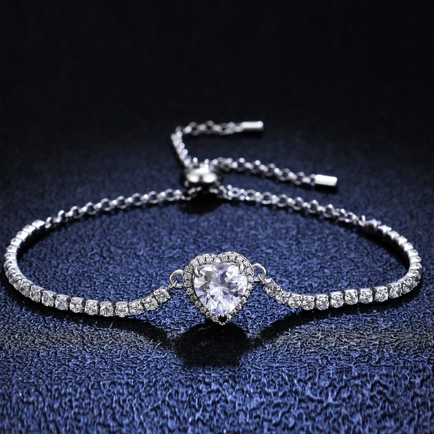 Luxury PT950 Platinum Bracelet Real D Color Cordate 1 Carat Diamonds Moissanite Charms Bracelet for Women Chains Bangles