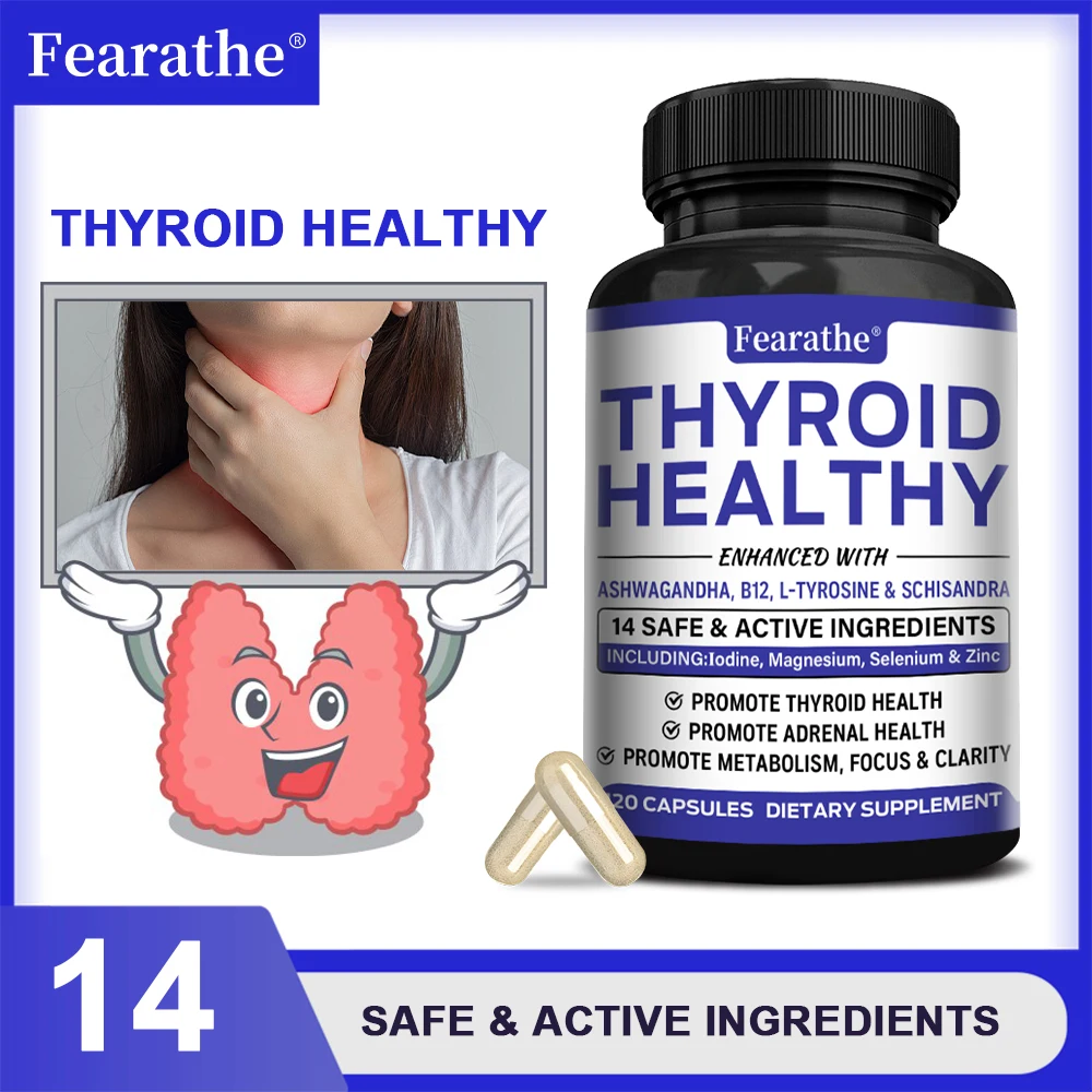 Thyroid Support Capsules, Iodine Magnesium Vitamin B12 Complex, Natural Energy Metabolism & Mental Focus Wellness Supplement