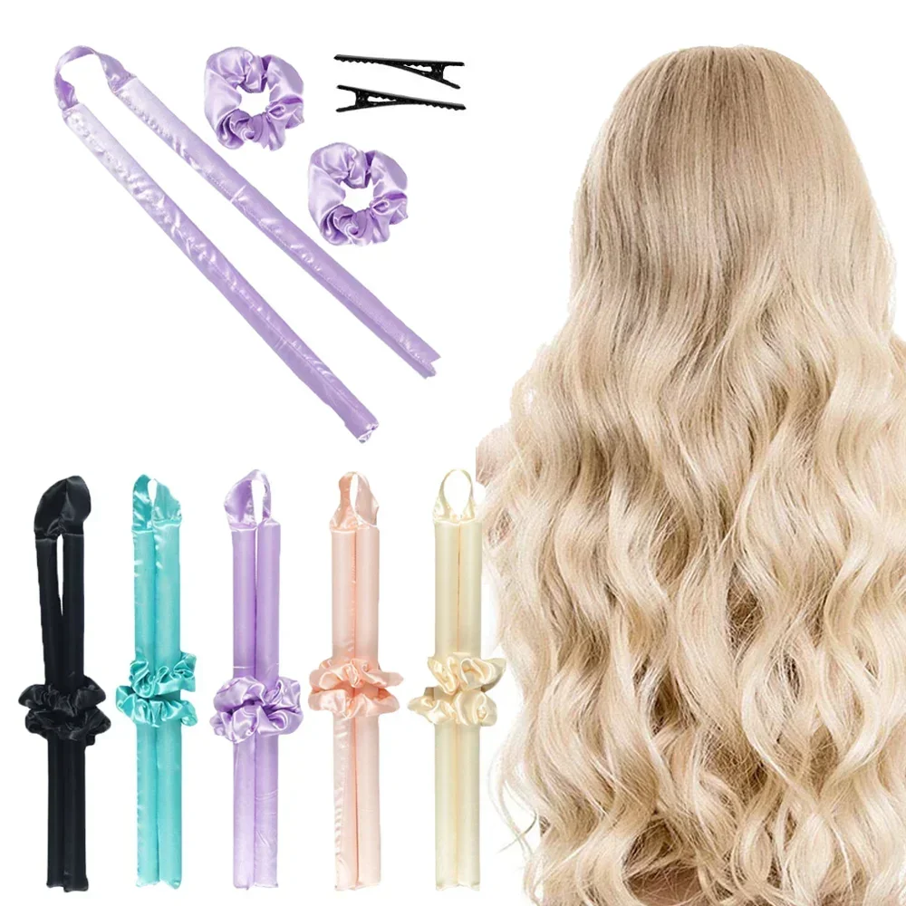 New Lazy Heatless Curling Rod Headband No Heat Silk Curls Ribbon Hair Rollers Sleeping Soft Hair Curlers Foam Rod Hair Styling