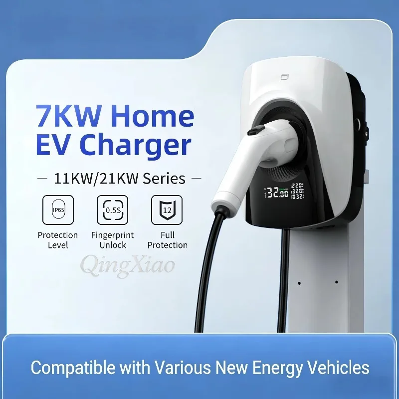 7Kw 32A Type 2 Smart Ev Charger Wallbox Ac Electric Vehicle Charging Station For Commercial Shared Fast Charging Ip65 Waterproof