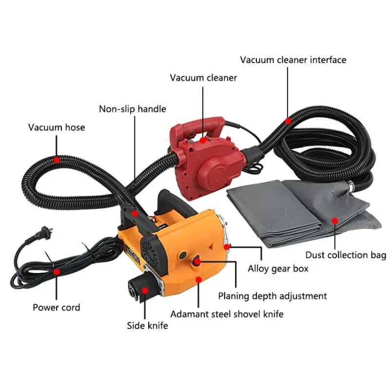 전문 건설 도구 1880W 파워 월 플래너 먼지 없는 퍼티 파우더 삽 다기능 전기 월 플래너 기계