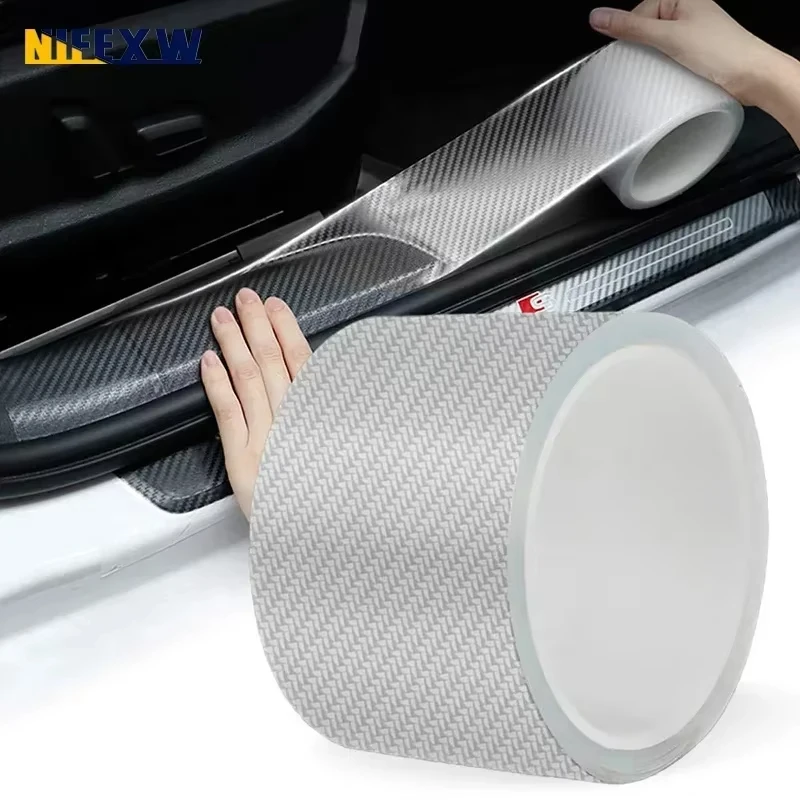 

Transparent Carbon Fiber Car Threshold Portector Moulding Strip Trim Bumper Strip Door Sill Film Anti Scratch Guards Car Sticker