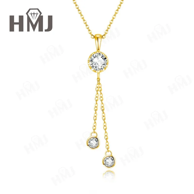 

Tassel Pendant Moissanite Necklace 925 Sterling Silver Chain Anniversary Gift Birthday Party Bridal Jewelry High Quality Elegant