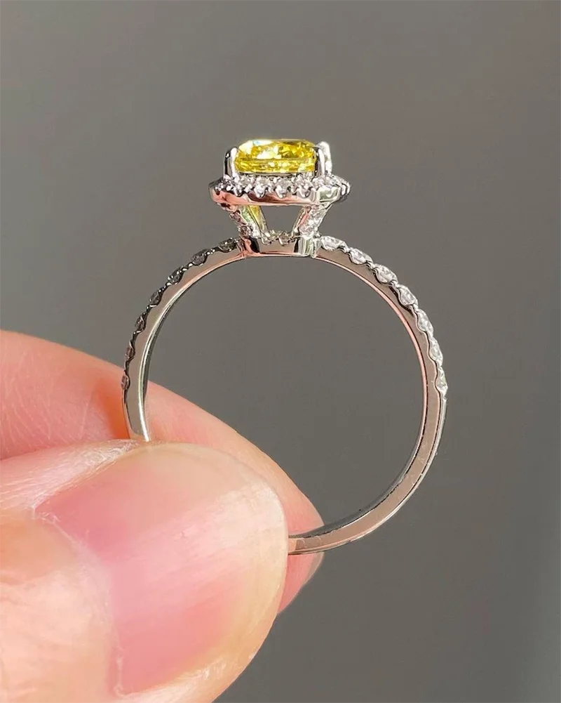 2 Ct Fancy Yellow Cushion Cut VS/VVS Lab Grown Diamond 14K/10K Gold Halo Ring Gift For Her Wedding Ring