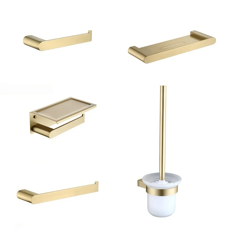 Brushed Gold Towel Rack Toilet Paper Holder Towel Bar Toilet Brush Holder Storage Rack Stainless Steel Bathroom Accessories
