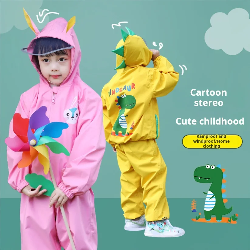 

Children's raincoat and rain pants set kindergarten primary school students' separate rain poncho boys' and girls' raincoat
