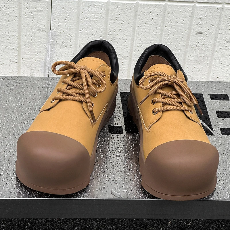 

European American Fashion Board Shoes Men Thick Soled Round Toe Bread Shoes Retro Commuting High-end Handsome Casual Derby Shoes